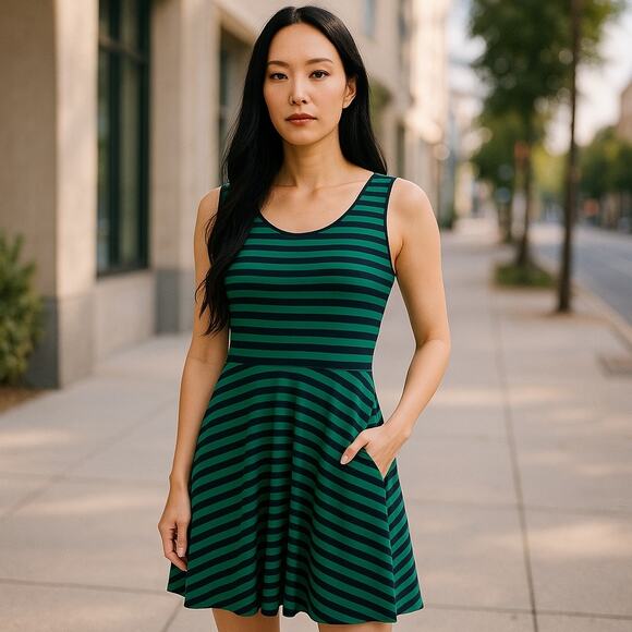 Women’s American Eagle Outfitters Preppy Striped Short Rayon Sleevless Dress 0 - Picture 1 of 5